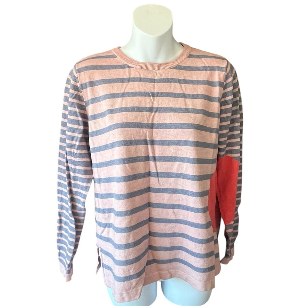 Pink and gray long sleeve sweater